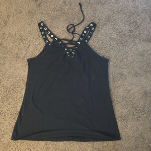 Torrid Black Lace-Up Tank Top